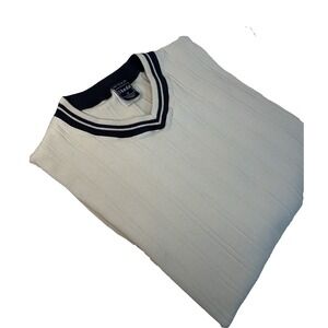 VTG Ikeda V Neck Long Sleeve Shirt‎ Men's L Beige Academia Grandpa Core Retro